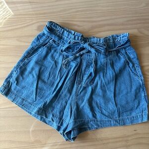 American Eagle Outfitters Tie-Waist Blue Jean Shorts